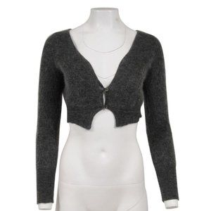 Jacquemus Womens Alzou Cardigan Sweater Size 38 Gray Mohair Wool Blend 2 Button
